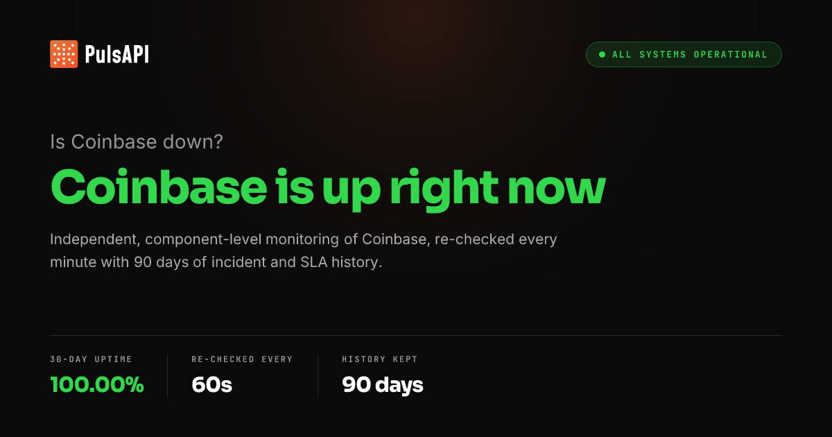Is Coinbase Down? – Status & Outage Tracker | PulsAPI