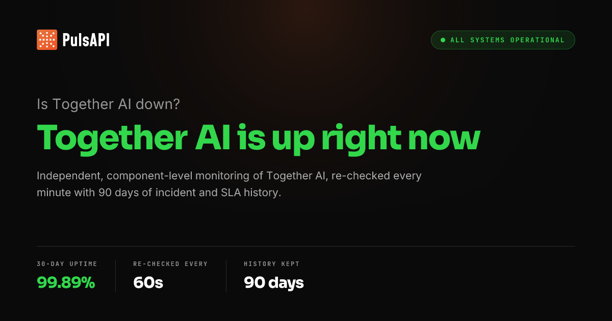 Is Together AI Down? – Status & Outage Tracker | PulsAPI